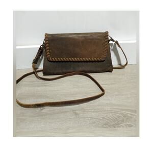 Genuine Leather Brown Western Crossbody Purse